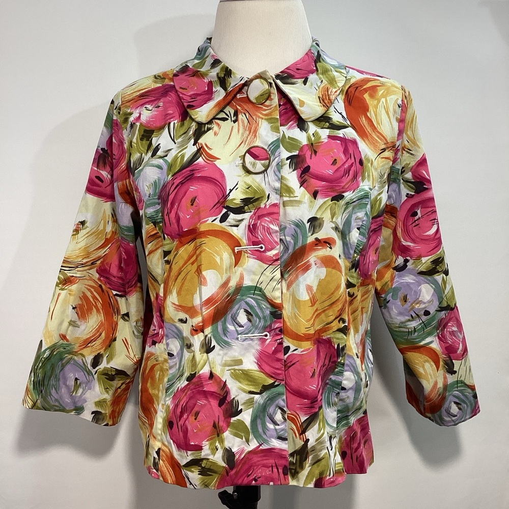 Trenz Theresa Renz Vintage Y2K Big Floral Button Women's Blazer Jacket Size 1X